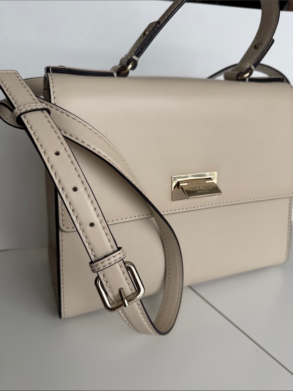 kate spade Cream Structured Top-Handle Satchel with Gold-Tone Lock
